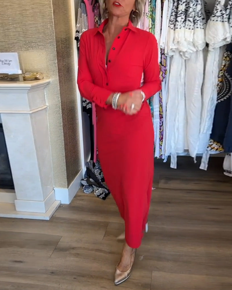 Camille™ | Robe Élégante Unie avec Fente