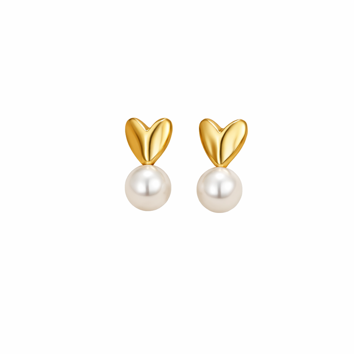 Boucles d'oreilles cœur avec perle