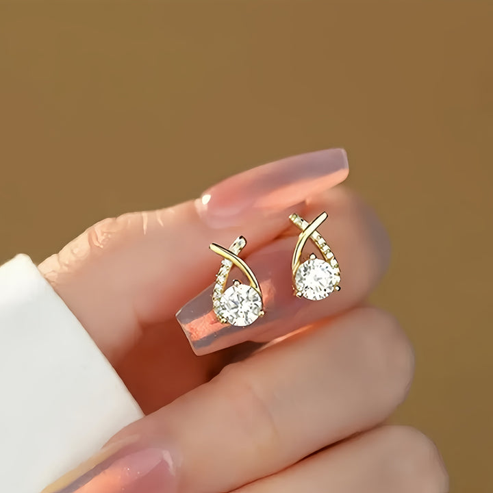 Boucles d'oreilles avec croix en or et zirconia