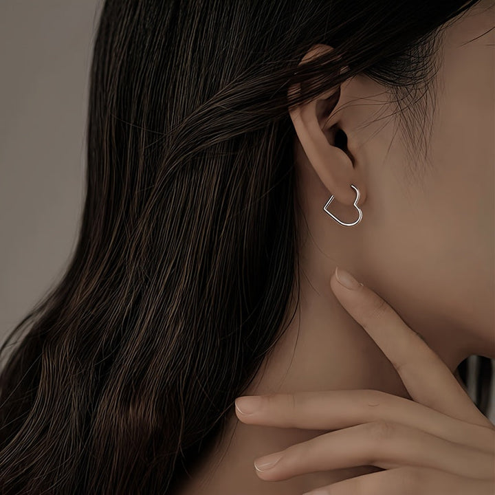 Boucles d'oreilles en forme de cœur en acier inoxydable doré