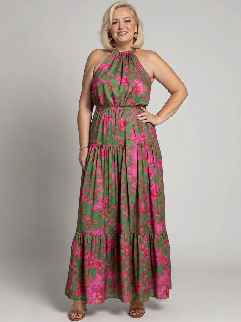 Rowen | Robe Midi Drapée à Col Halter