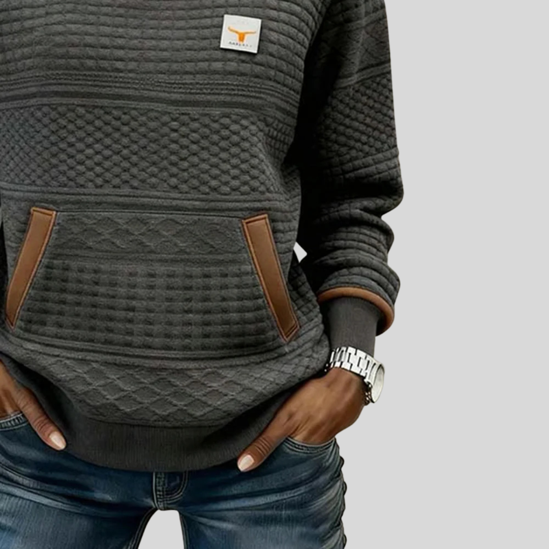 Mies - Sweatshirt structuré en couleur bloc avec col rond