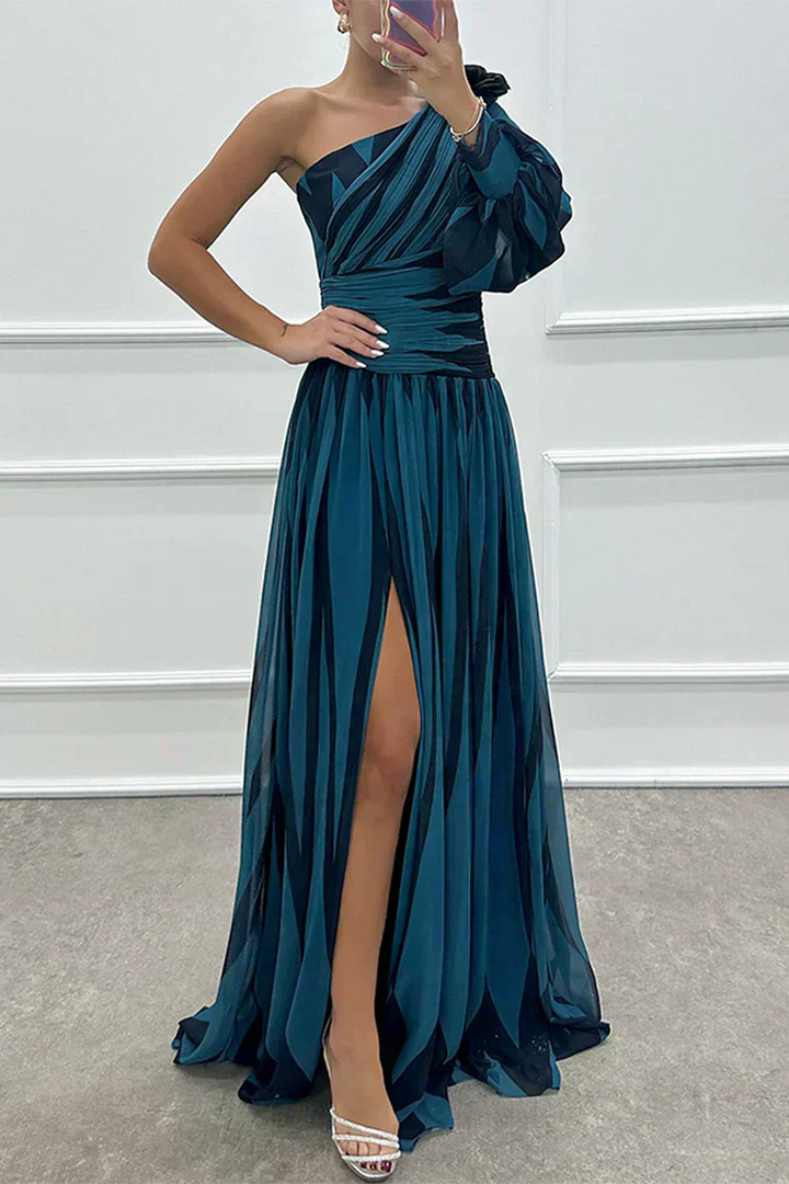 Hazel™ | Robe Maxi Élégante à Rayures avec Épaule Dégagée