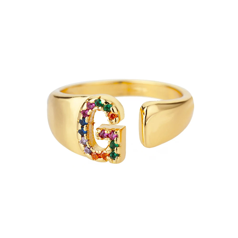 Bague avec Lettre Personnalisée en Acier Inoxydable