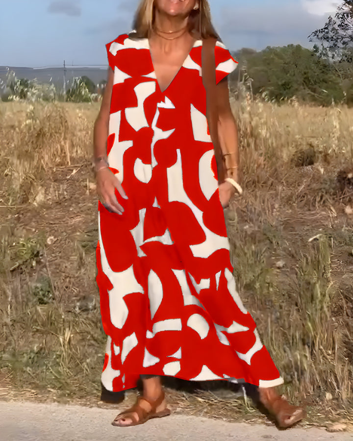 Jacqueline™ | Robe à Imprimé avec Décolleté en V