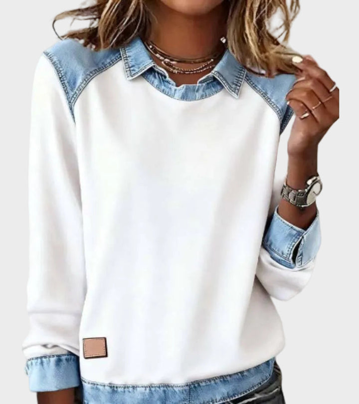 Ravit - Blouse en jean tissée à manches longues