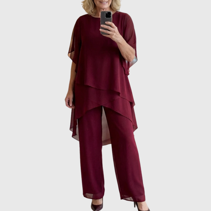 Linda | Ensemble avec pantalons palazzo drapés
