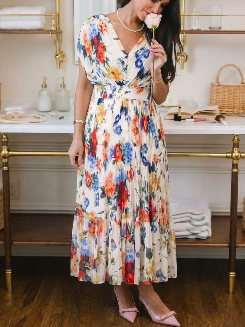 Savannah | Robe midi plissée sans manches