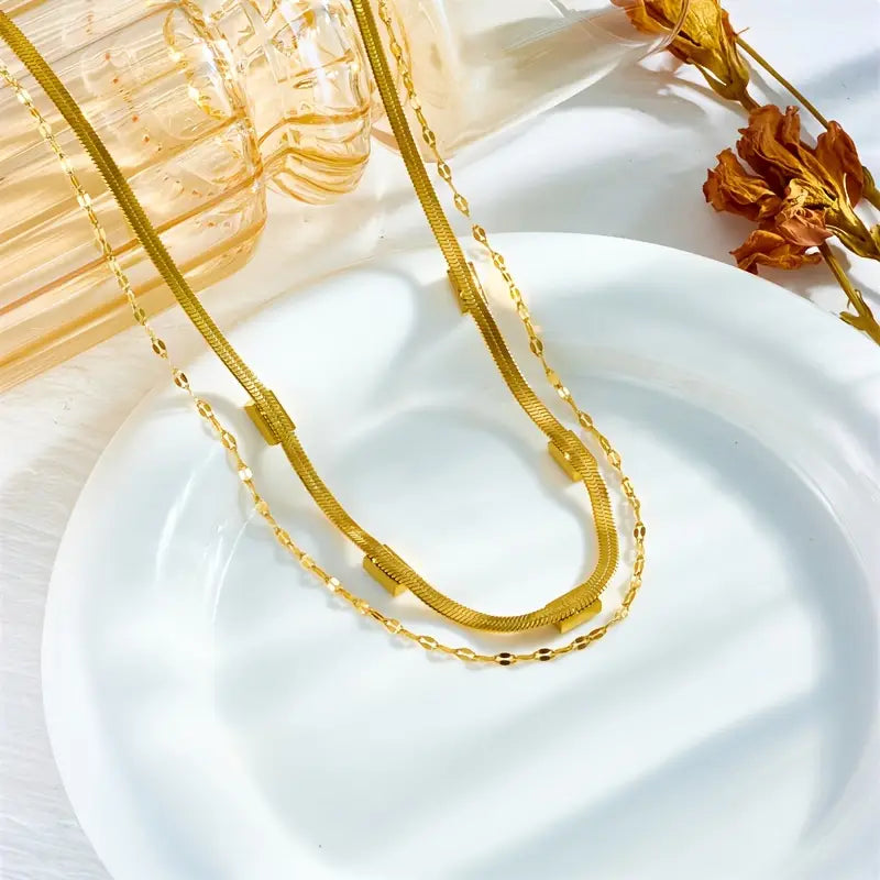 Collier Sorella Gem Double Couche Rétro Doré
