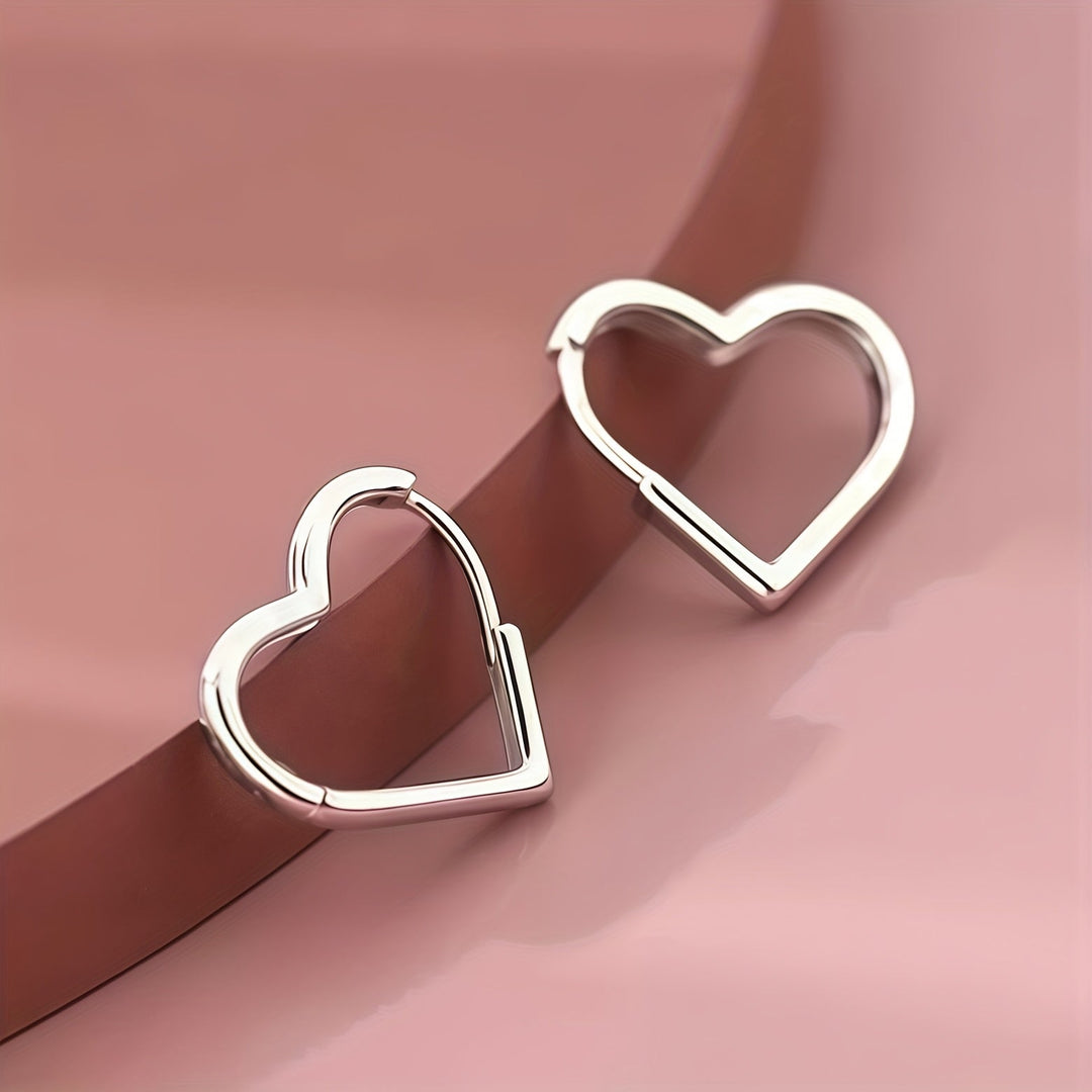 Boucles d'oreilles en forme de cœur en acier inoxydable doré