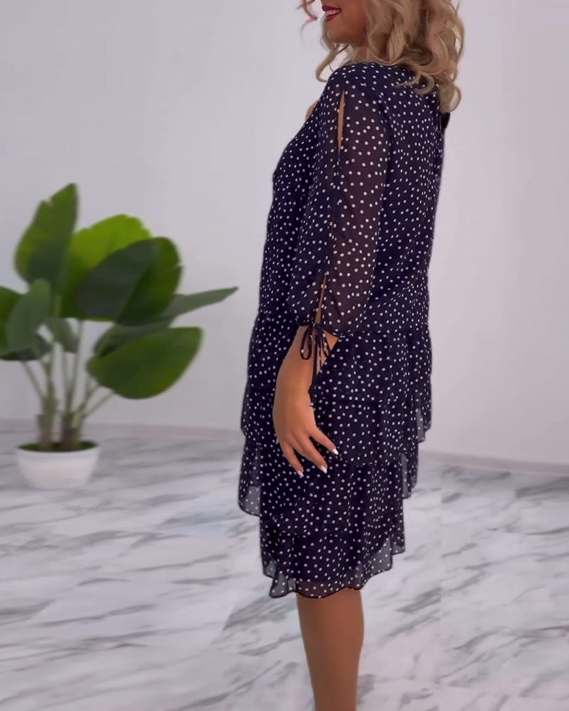 Vérène™ | Élégante Robe à Pois Superposée