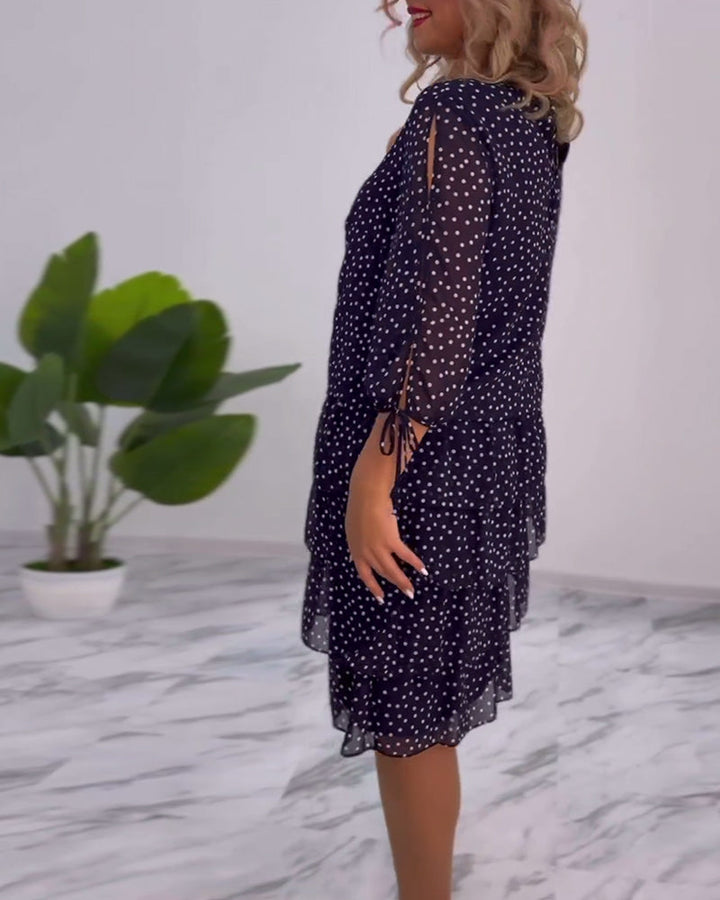 Vérène™ | Élégante Robe à Pois Superposée