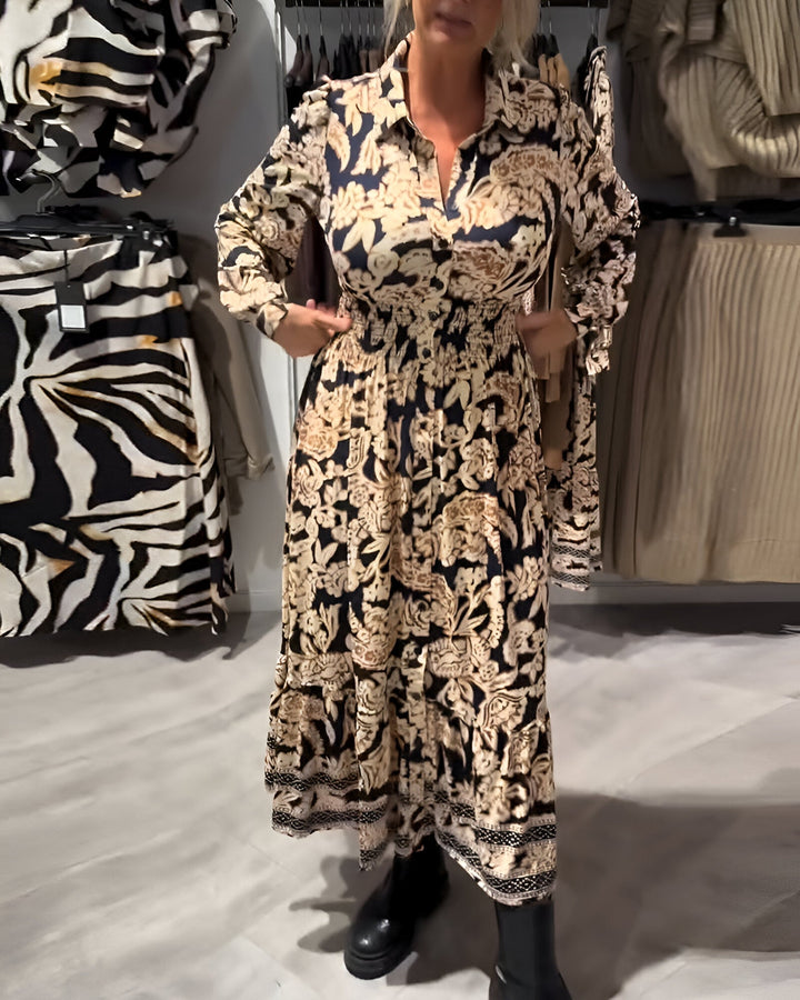 Marisse™ | Robe Midi à Motif avec Col en V