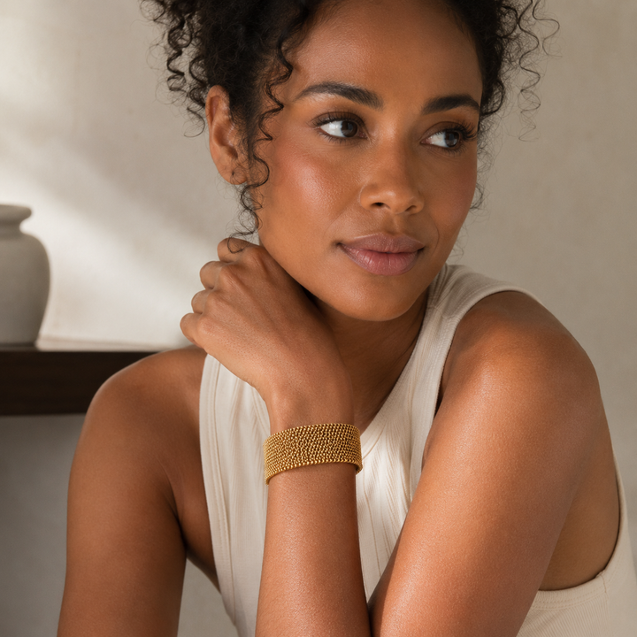 Bracelet en maille dorée vintage