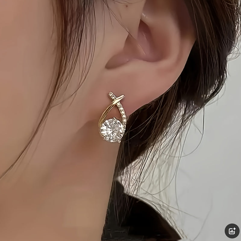 Boucles d'oreilles avec croix en or et zirconia