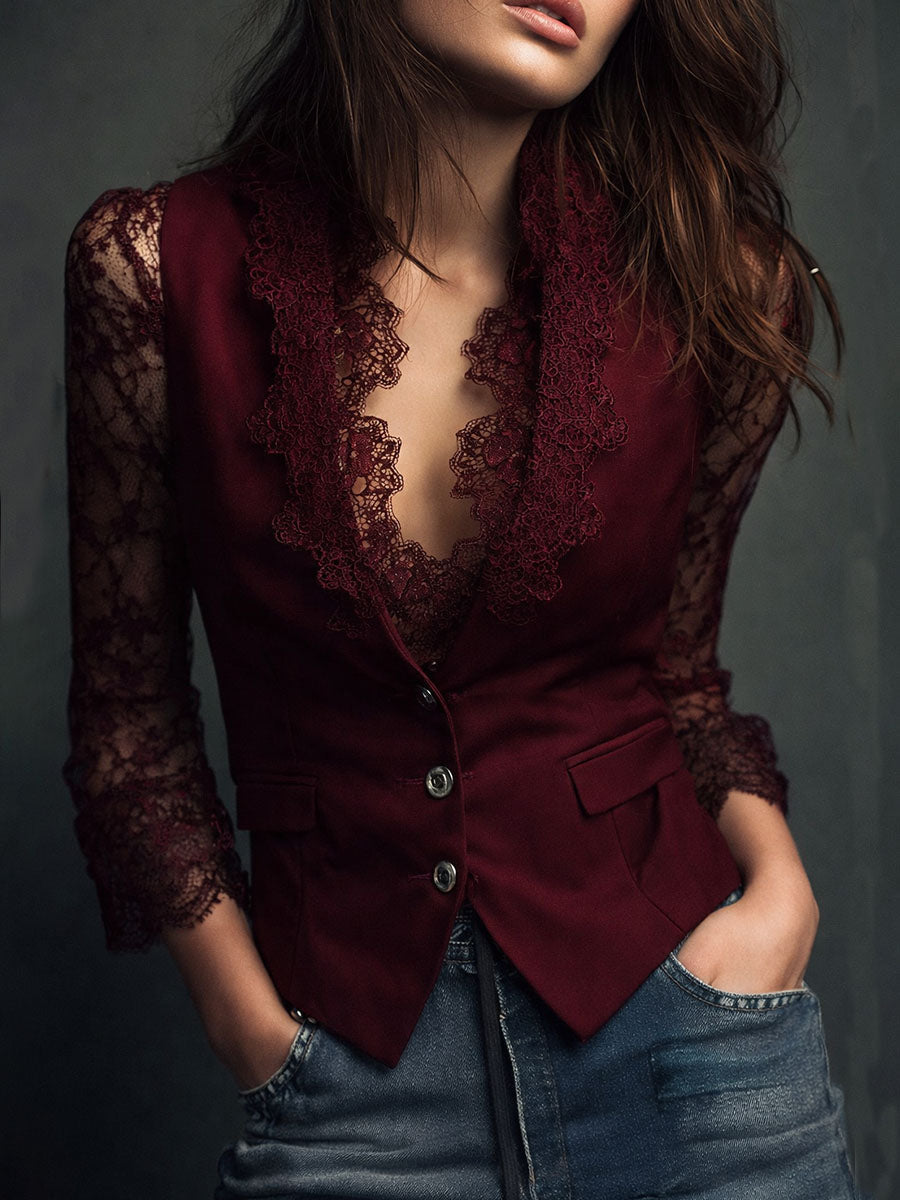 Teresa - Blazer avec Manches Semi-Transparentes