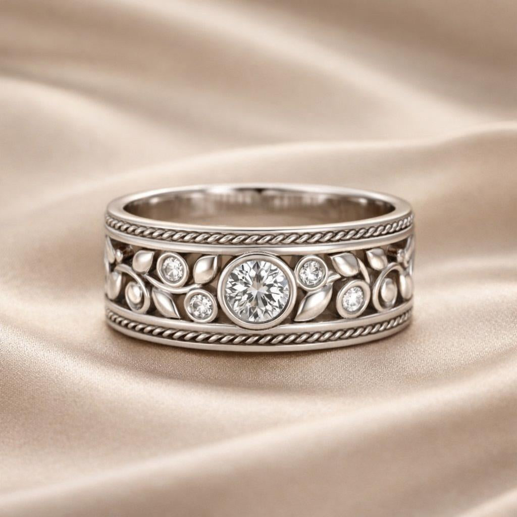 Élégante bague en or blanc avec zirconia