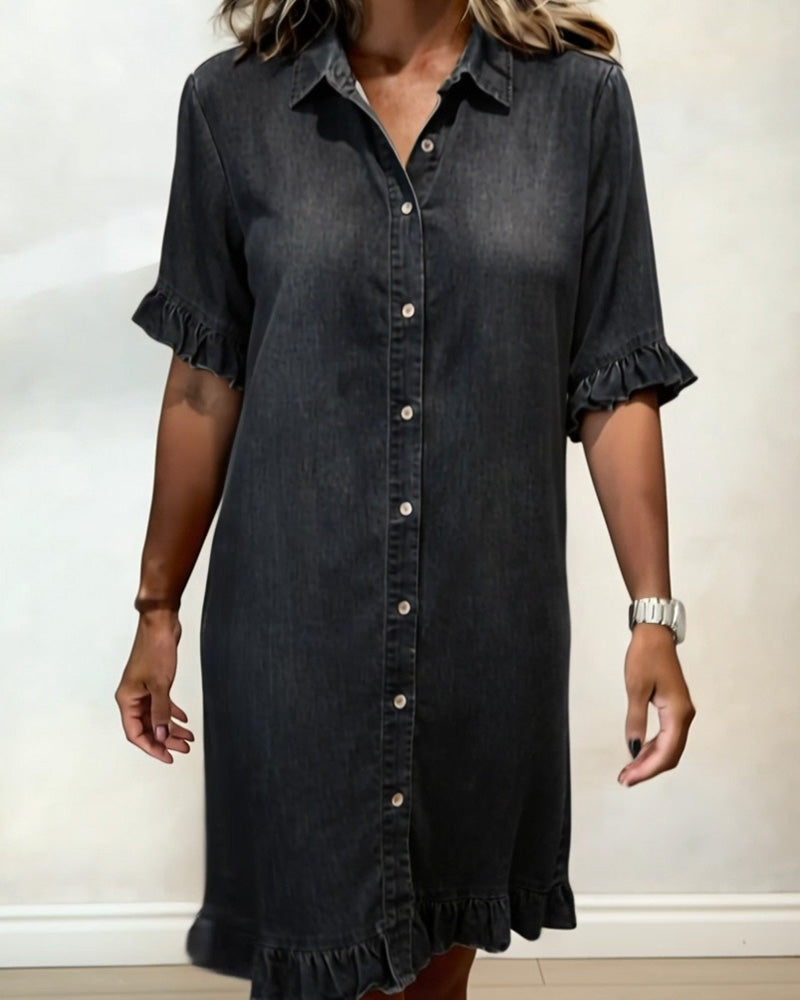 Maria | Robe en Denim Confortable avec Plis Élévateurs