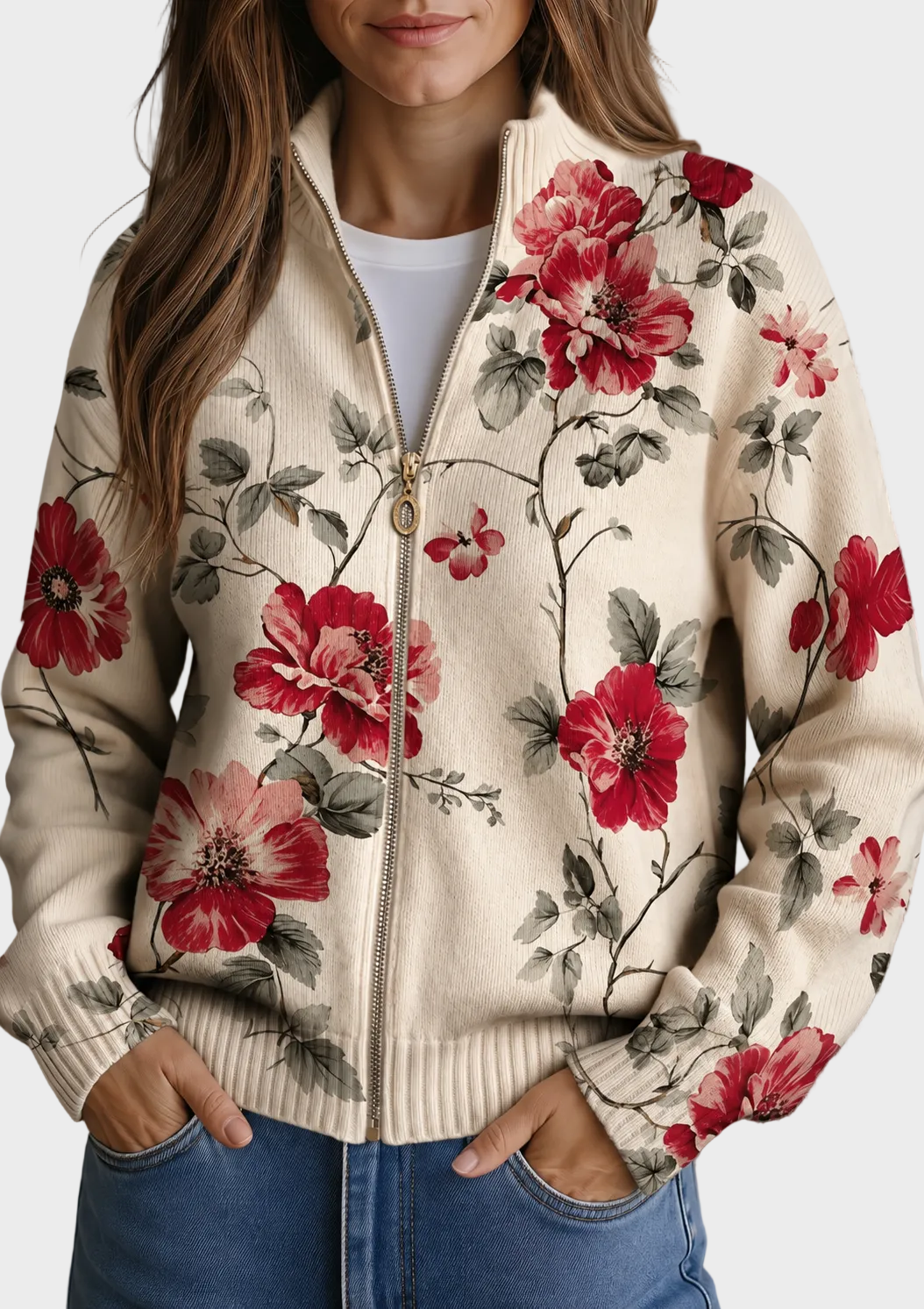 Wilhelmine - Cardigan à imprimé vintage Rose