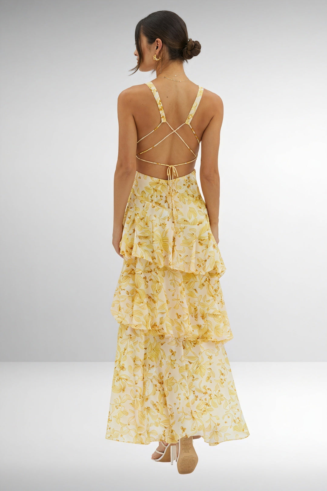 Robe avec Imprimé Floral et Décolleté Profond