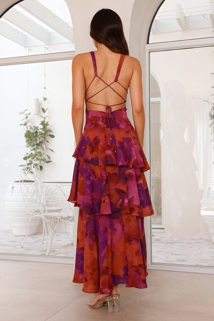 Robe avec Imprimé Floral et Décolleté Profond