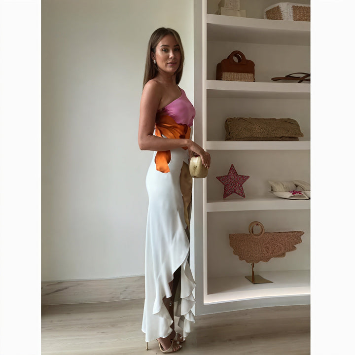 Robe Maxi Imprimé Unique Monépaule – Décolleté Halter