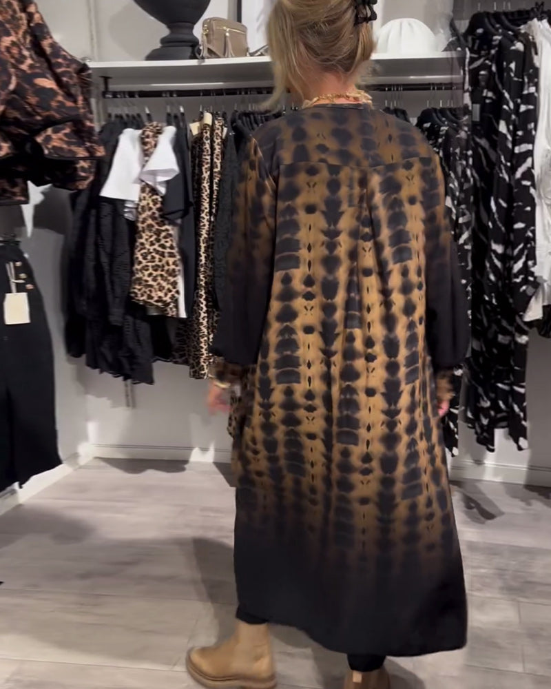 Lisette™ | Robe à décolleté en V et manches longues avec dégradé de couleurs