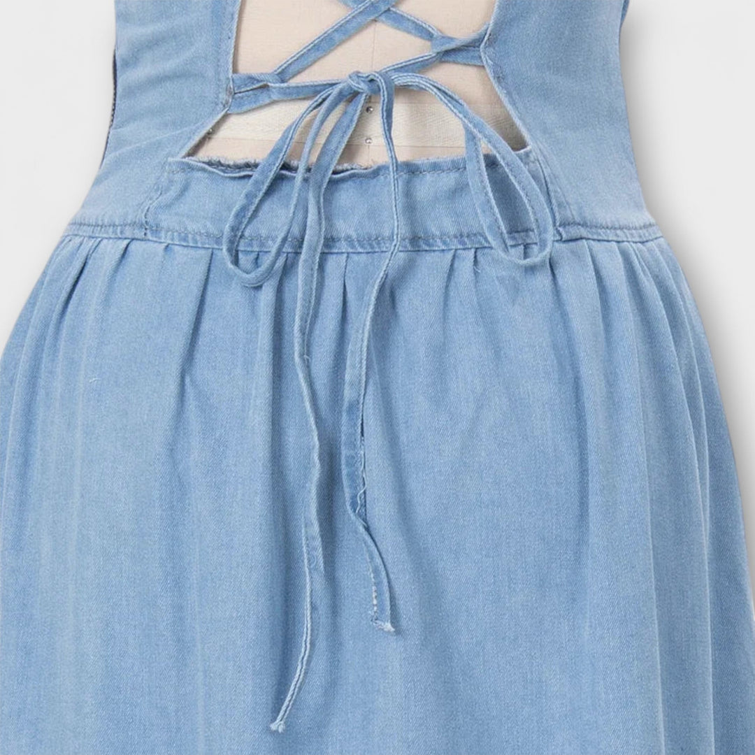 Lux - Robe sans manches en denim bleu