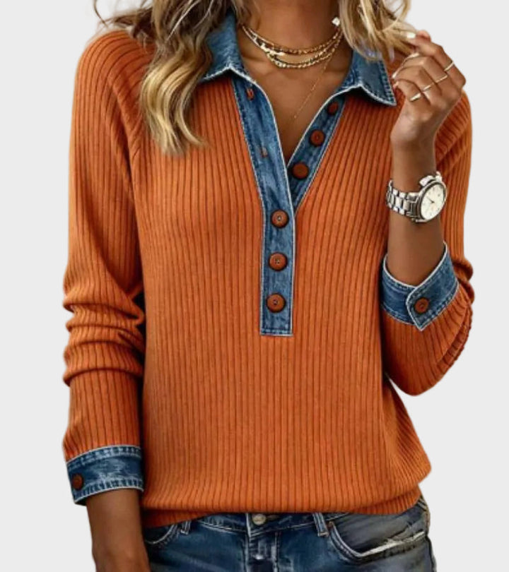 Ravit - Blouse en jean tissée à manches longues