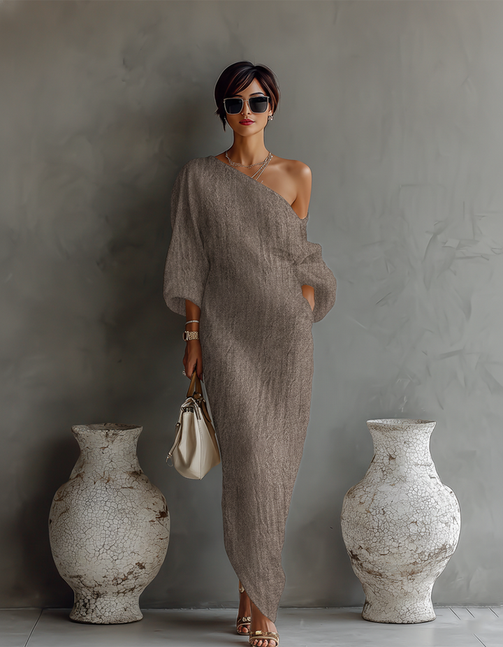 Robe Écru Sans Épaules