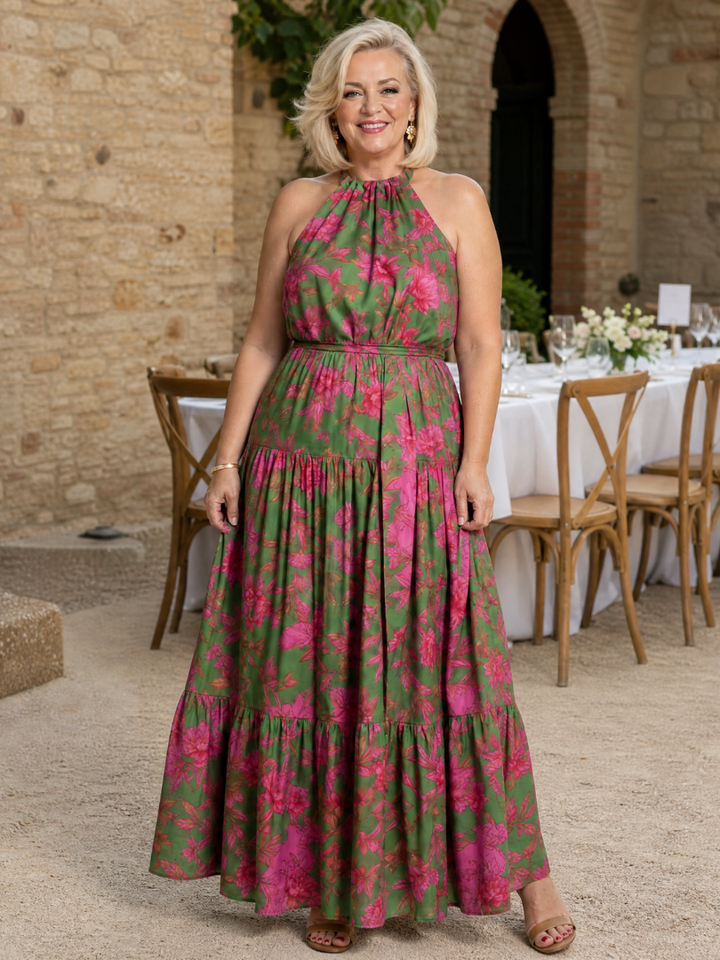Rowen | Robe Midi Drapée à Col Halter