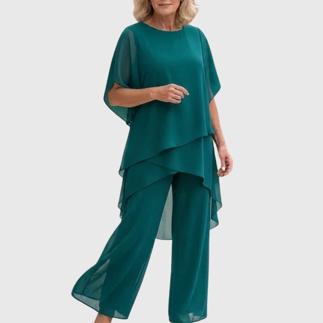 Linda | Ensemble avec pantalons palazzo drapés