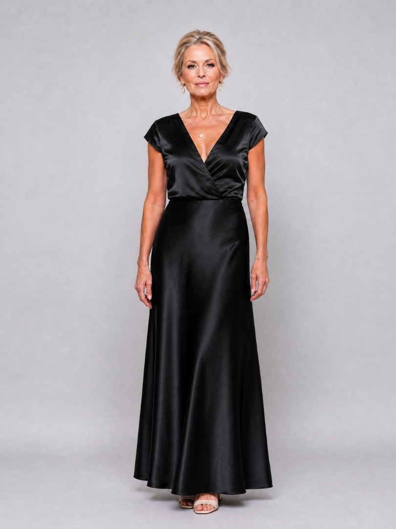 Samouse | Robe Maxi à Manches Courtes et Corps Croisé