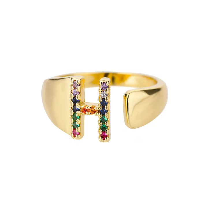 Bague avec Lettre Personnalisée en Acier Inoxydable