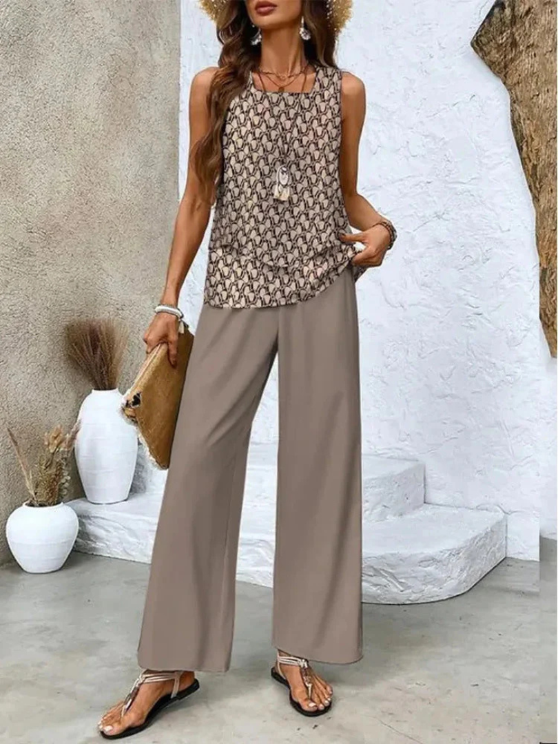 Ovelynra™ | Haut sans manches et pantalons à jambe large