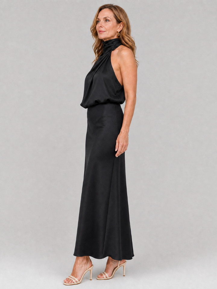 Nopal | Robe Midi Sans Manches à Col Drapé