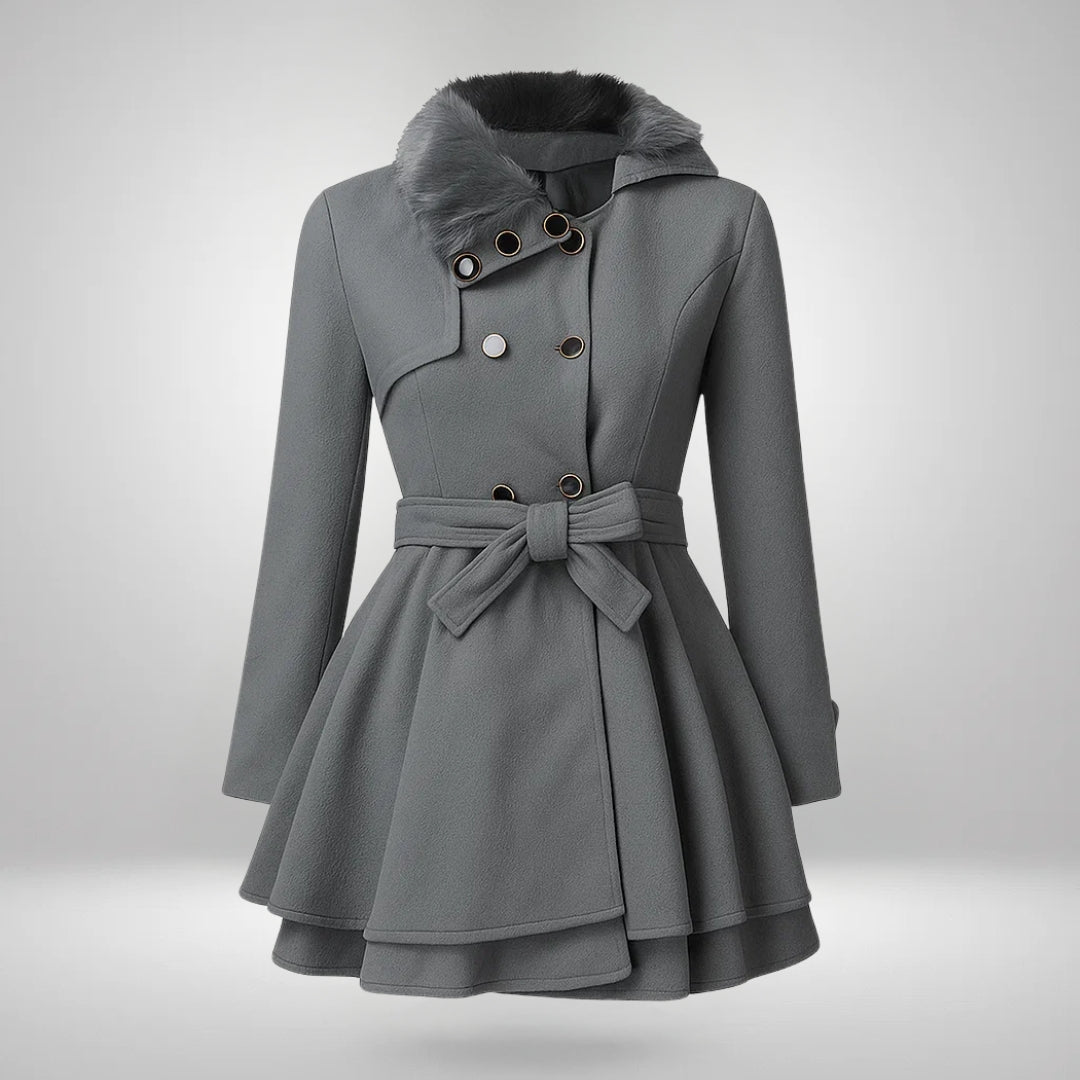 Yena™ | Trench-coat chic avec fourrure vegan