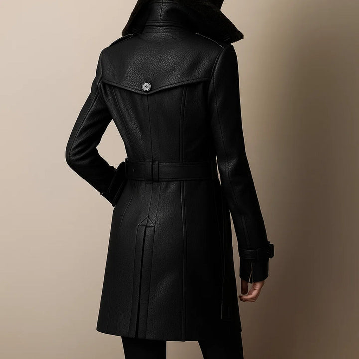 Simone™ | Manteau en cuir mi-long élégant