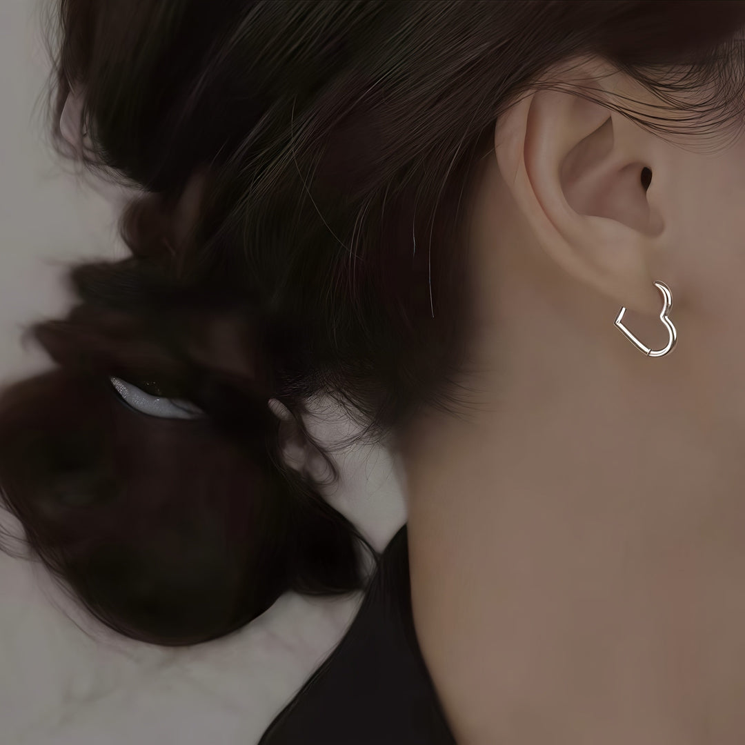 Boucles d'oreilles en forme de cœur doré en acier inoxydable