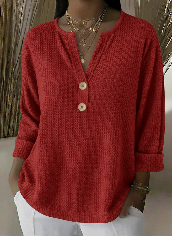 Lucia | T-shirt Henley Texturé avec Boutons