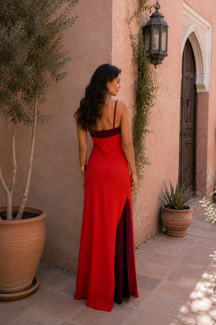 Gerella │ Robe longue à bretelles avec fente