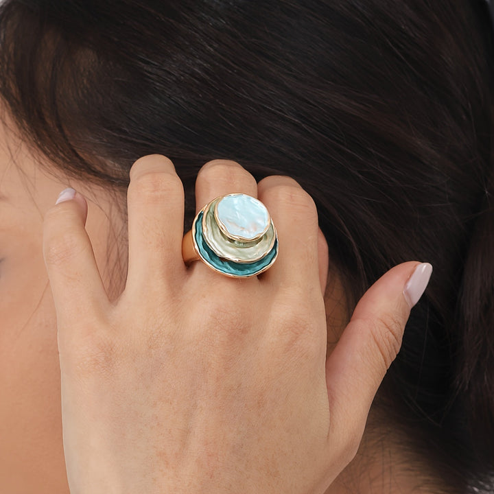 Bague émail boho à trois couches