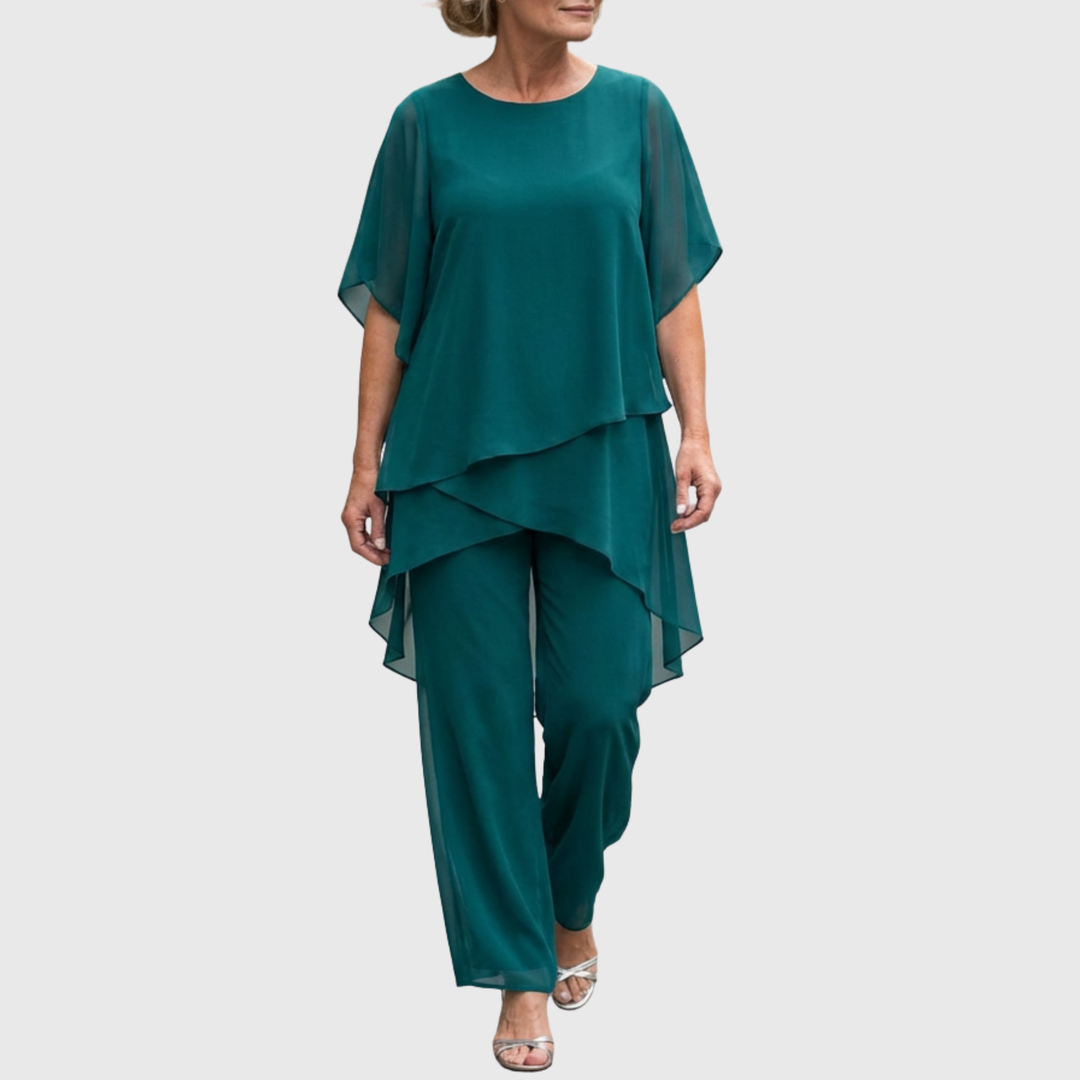 Linda | Ensemble avec pantalons palazzo drapés