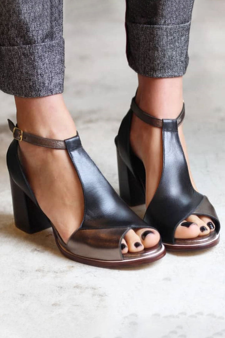Nadaria | Sandales à talons peep-toe en patchwork noir