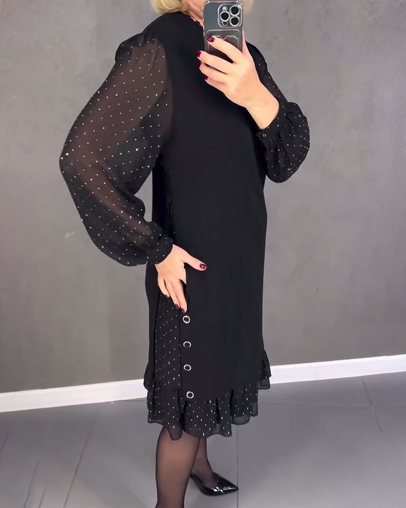 Gisèle™ | Élégante robe à pois à manches longues