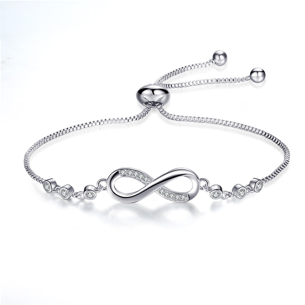 Bracelet ajustable chic en or rose en forme de symbole de l'infini