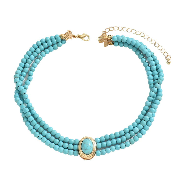 Collier en perles turquoises vintage élégant