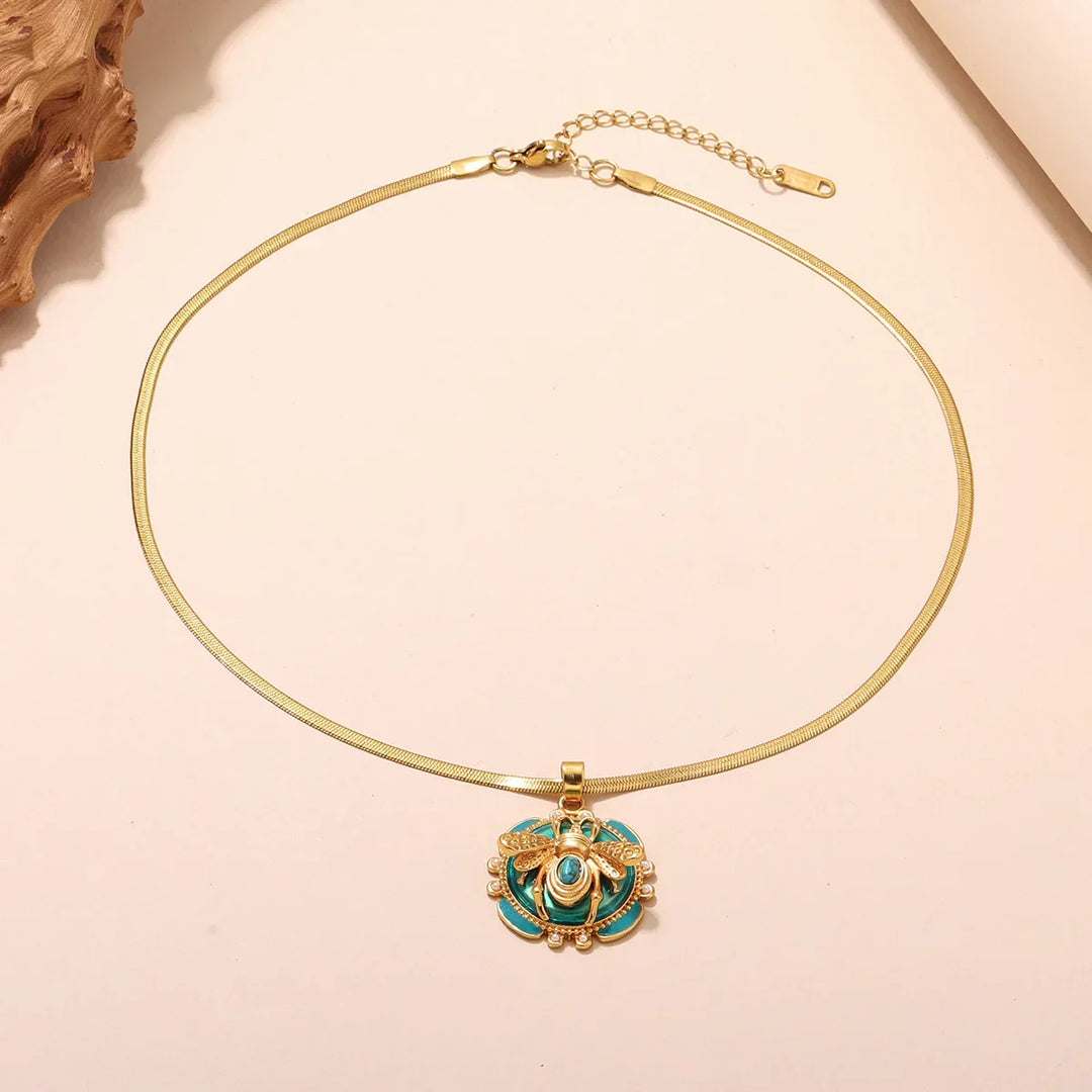 Pendentif en Or Chic avec Turquoise