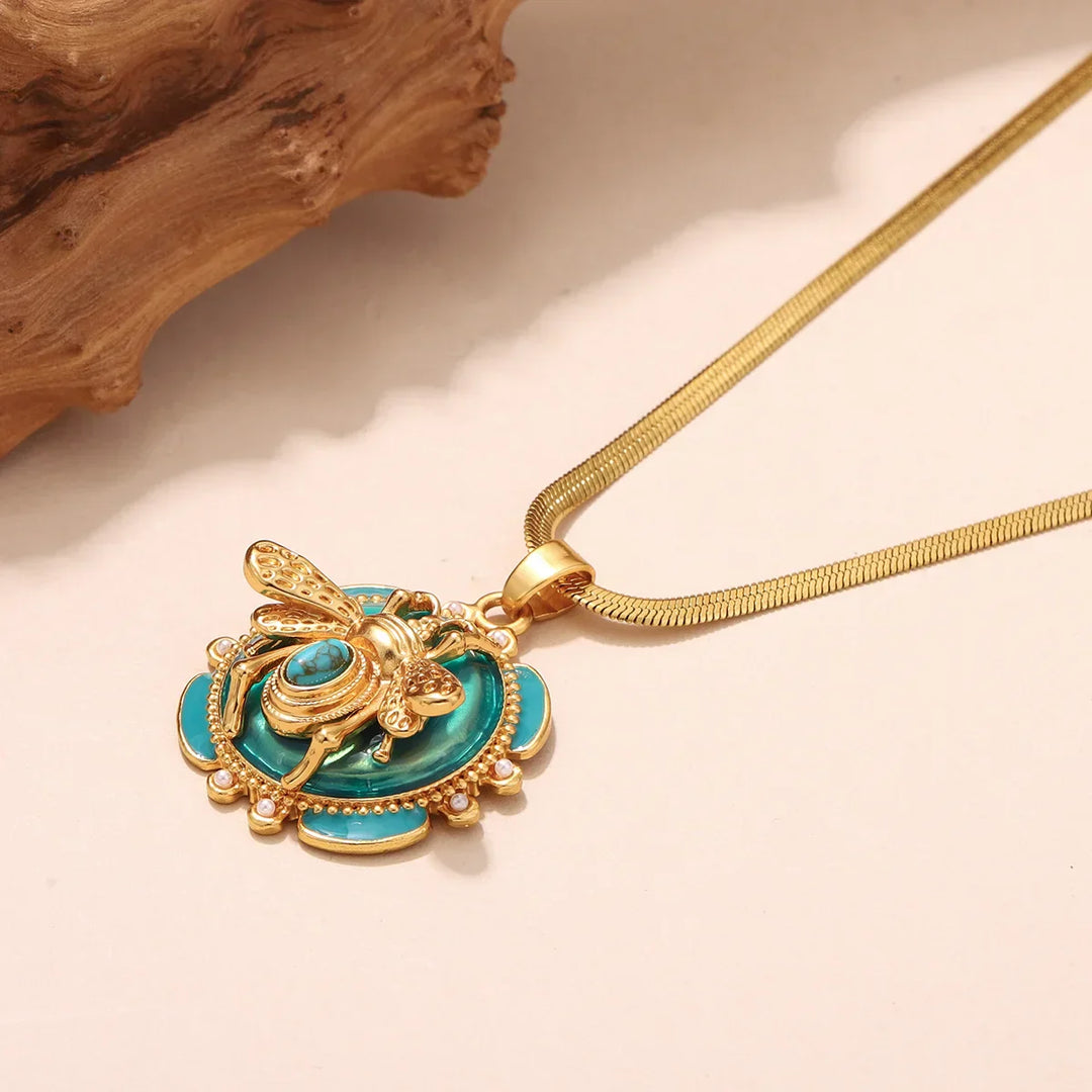Pendentif en Or Chic avec Turquoise