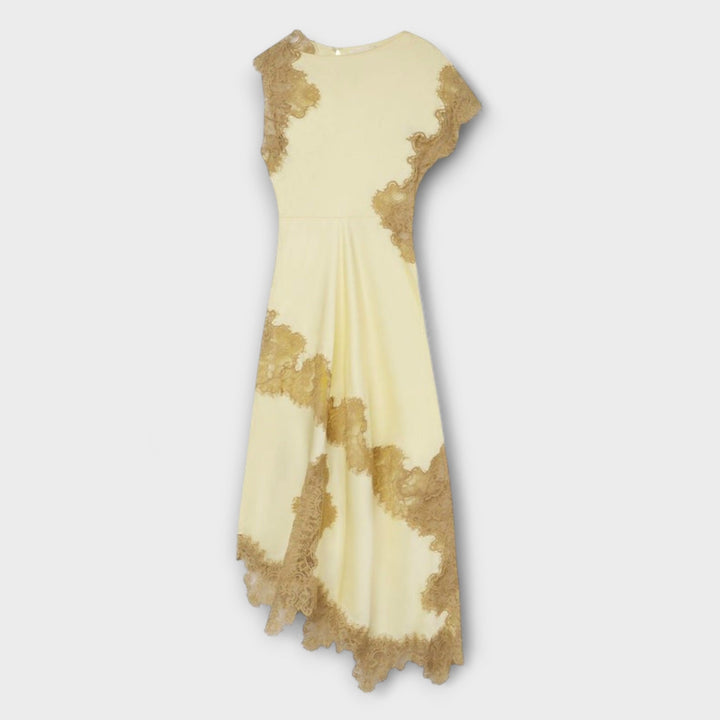 Margaret - Robe maxi avec détails en satin et en dentelle
